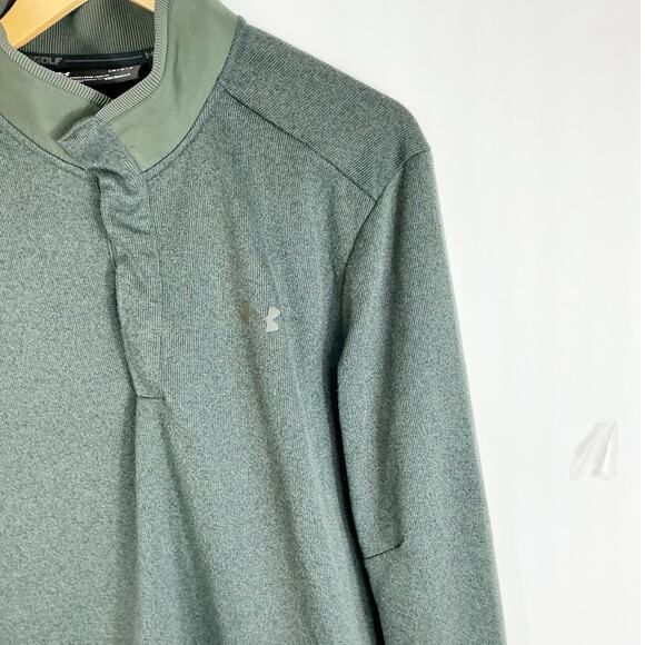 Under Armour Mens Storm Golf Pullover Sweater Green Quarter Snap Coldgear Large - Picture 2 of 8